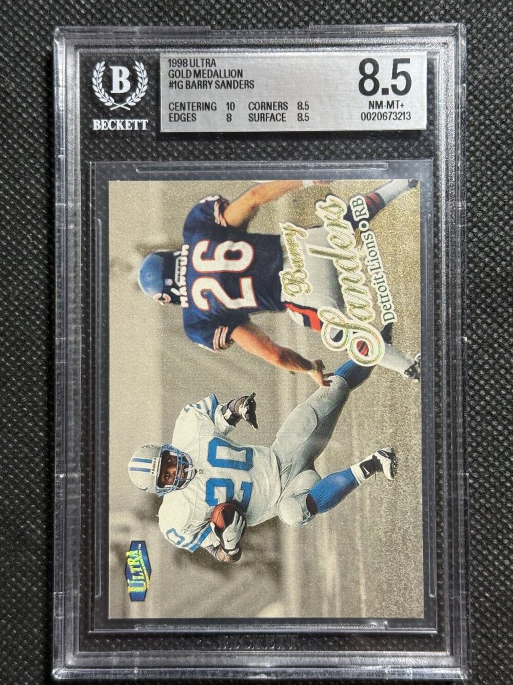 1998 Fleer Ultra Barry Sanders Gold Medallion #1G Lions BGS 8.5 NM-MINT+
